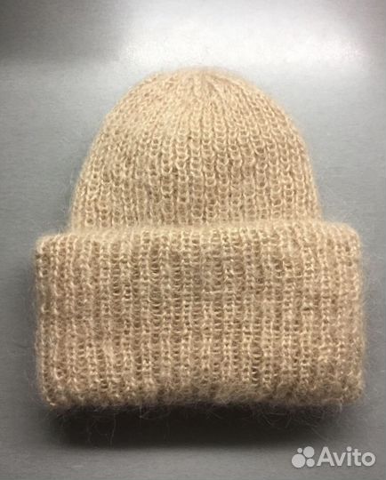 Шапка мохер, такори, вязаная