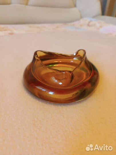 Пепельница цветное стекло СССР Богемия