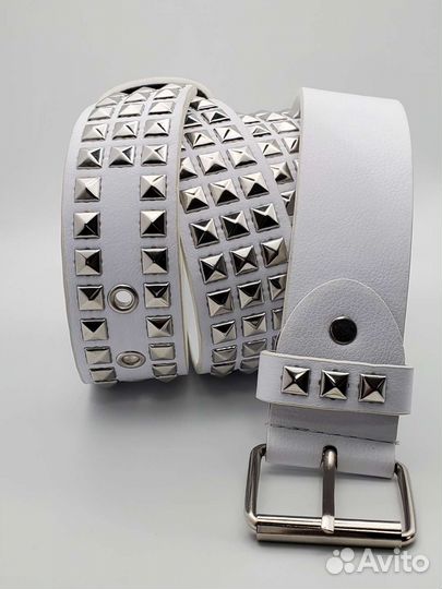 Ремень с заклепками белый Y2k