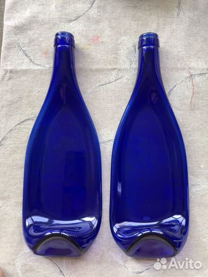 Тарелка бутылка синяя с пробкой. Набор 2 шт