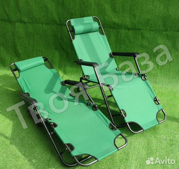 Кресло Шезлонг раскладушка зеленая