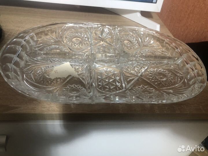 Хрустальная менажница СССР новая