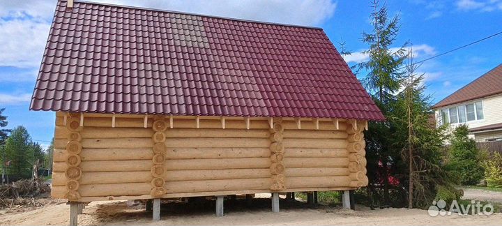 Сруб дома из бревна Не бруса 6х6 с террасой 6х2