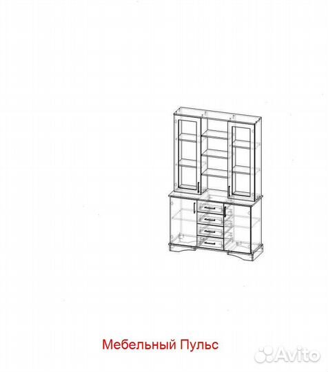 Буфет Орхидея Белый\Графит