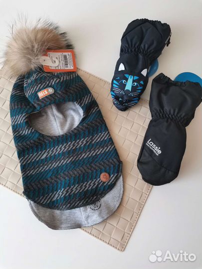 Новая Финская шапка и варежки 52 54