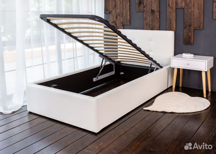 Кровать 80х200 с подъемным механизмом Роза белая