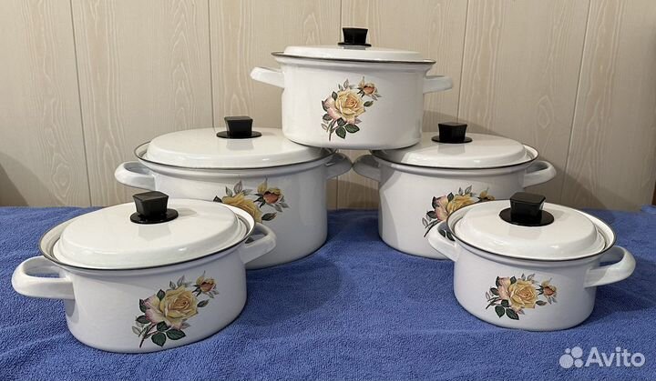 Набор эмалированных кастрюль СССР Новый