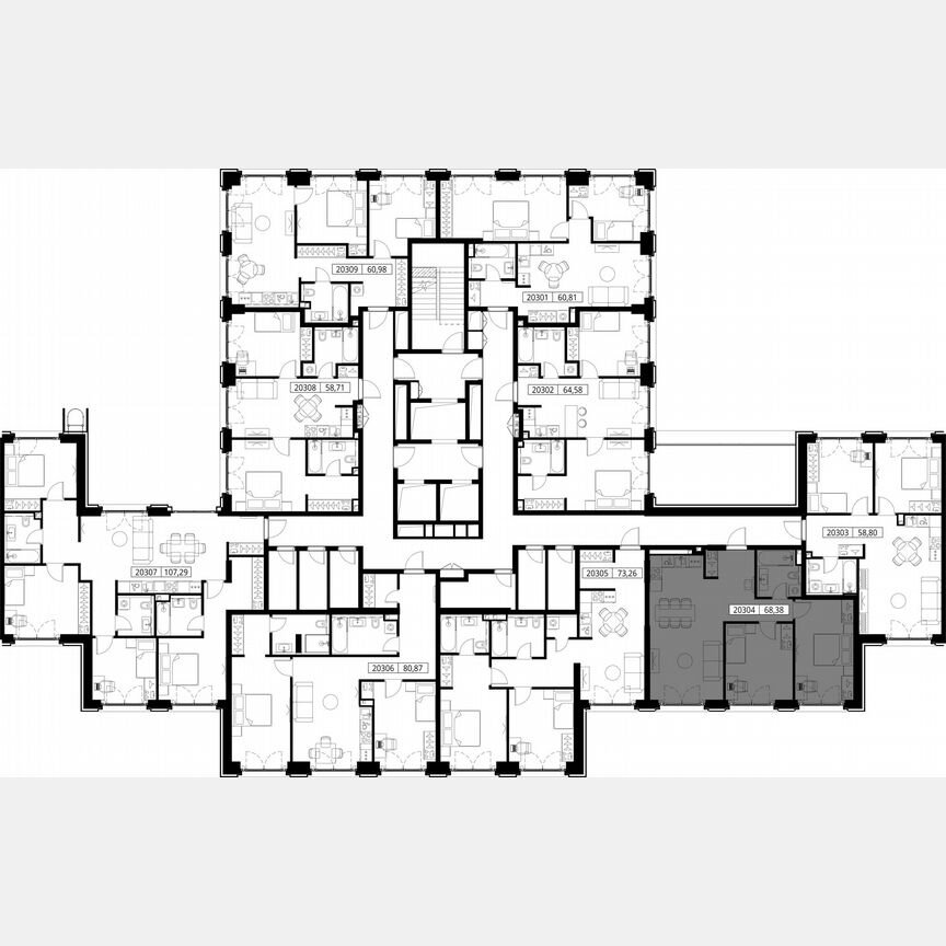 2-к. квартира, 68,4 м², 3/15 эт.