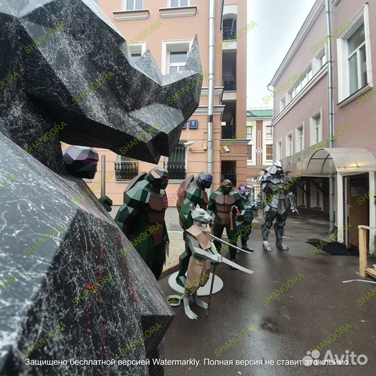 Полигональные фигуры из металла. Скульптура