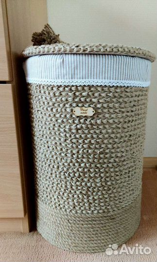 Корзины для белья и хранения, круглые, джут