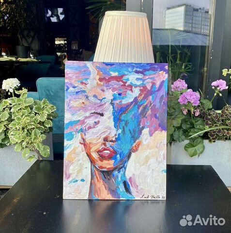 Картина акрилом на холсте девушка