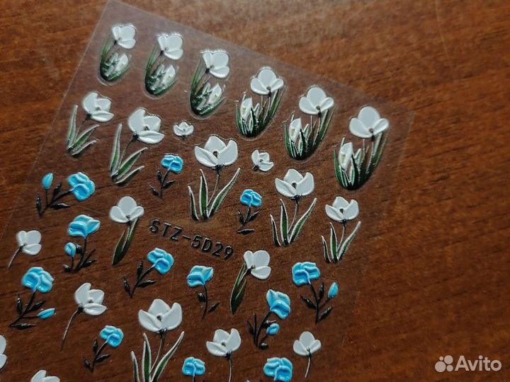Наклейки на ногти обьёмные цветы
