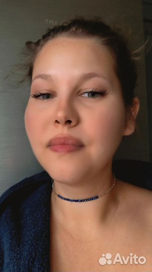 Чокер колье с натуральным камнем лазуритом