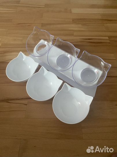 Набор мисок для кошек и котов на подставке