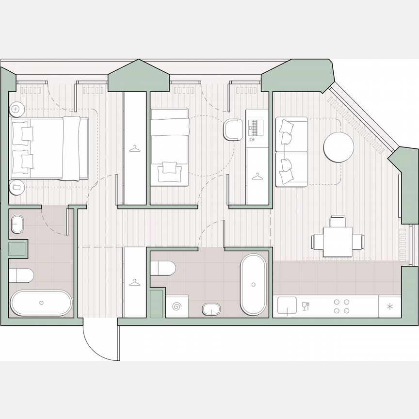2-к. квартира, 55,5 м², 7/13 эт.