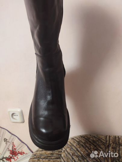 Сапоги Зима на широкую ногу Кожа р.39