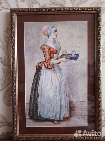 Картина вышитая крестом Шоколадница