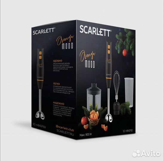 Scarlett Погружной блендер, 900 Вт, черный