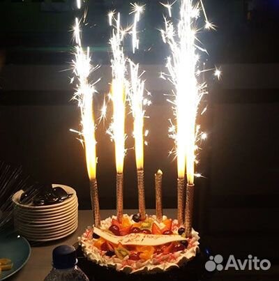 Фонтан в торт золото 18 см (6 шт/уп)