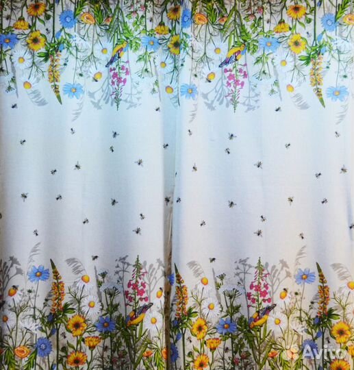 Шторы новые из полульна,Полевые цветы
