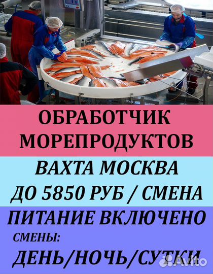 Обработчик морепродуктов. Вахта в Москве