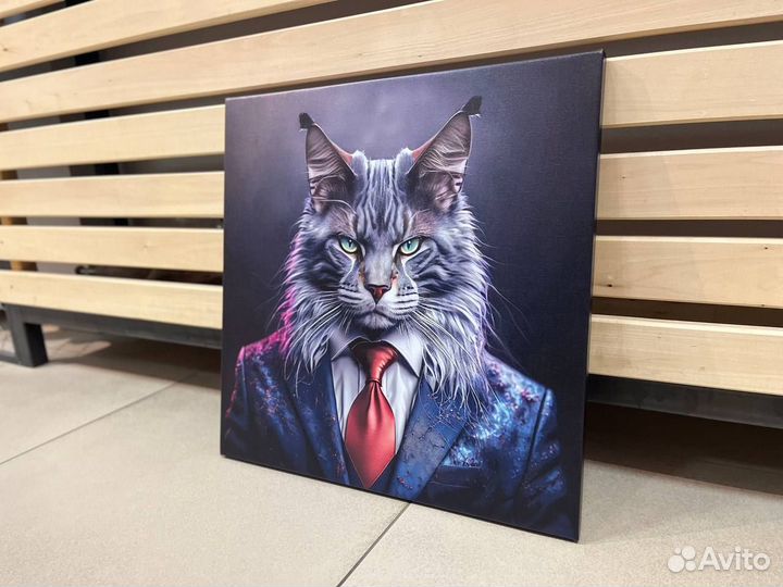 Катрина брутальный кот на холсте