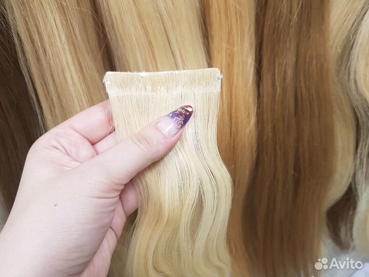Волосы натуральные на биоленте, заколка блонд