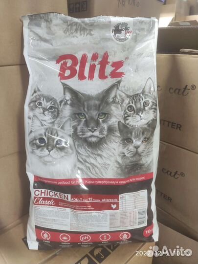 Сухой корм для кошек Blitz Classic с Курицей