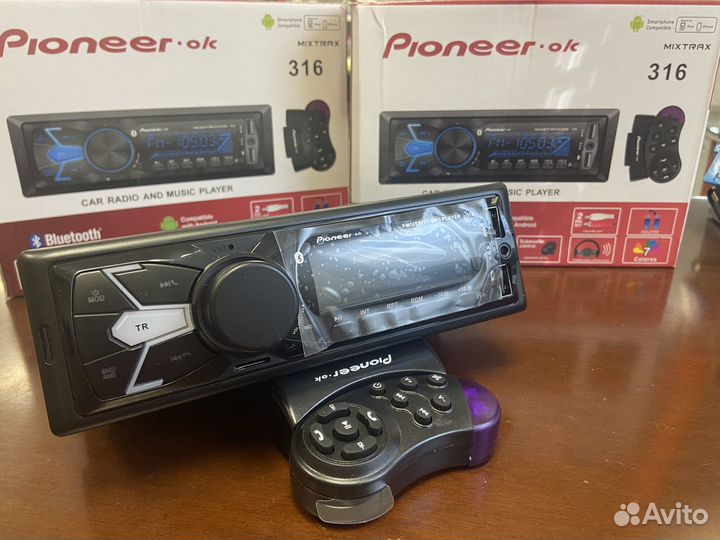 Магнитола 1DIN блютуз пульт Pioneer 316