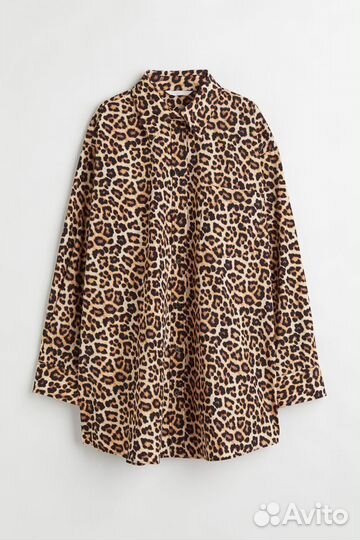 Рубашка S (L-XL) H&M леопардовая оверсайз