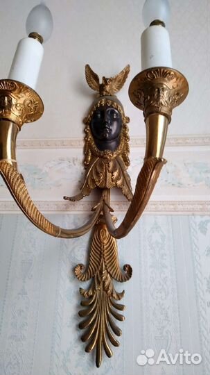 Антикварные парные светильники бронза золочение