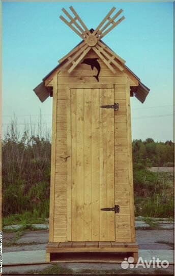 Дачный туалет деревянный прямоугольник GBL