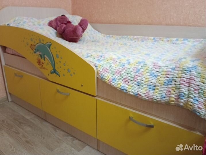 Детская кровать дельфин с матрасом