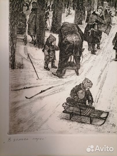 Офорт гравюра литография жанровая картина
