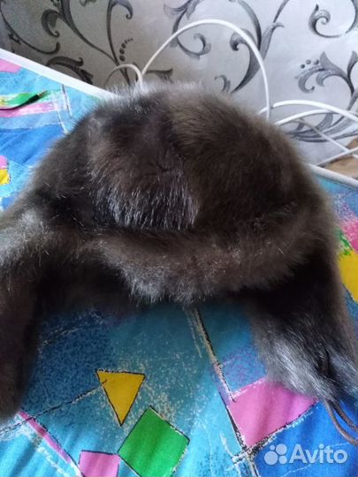 Шапка-ушанка из натурального меха нерки