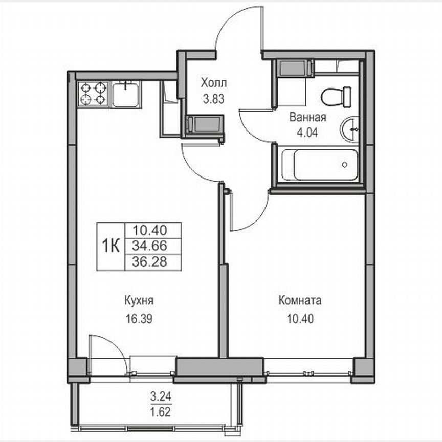 1-к. квартира, 36,3 м², 21/23 эт.