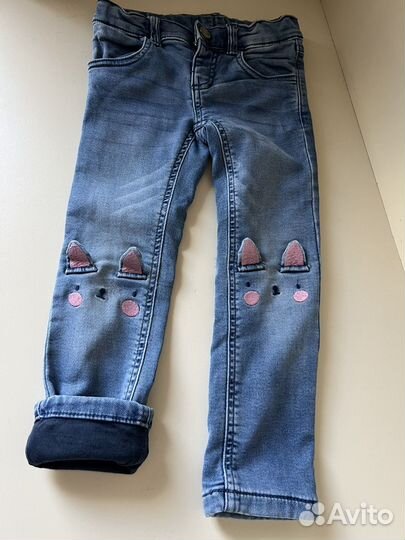 Утепленные джинсы, блузка Next, Mothercare