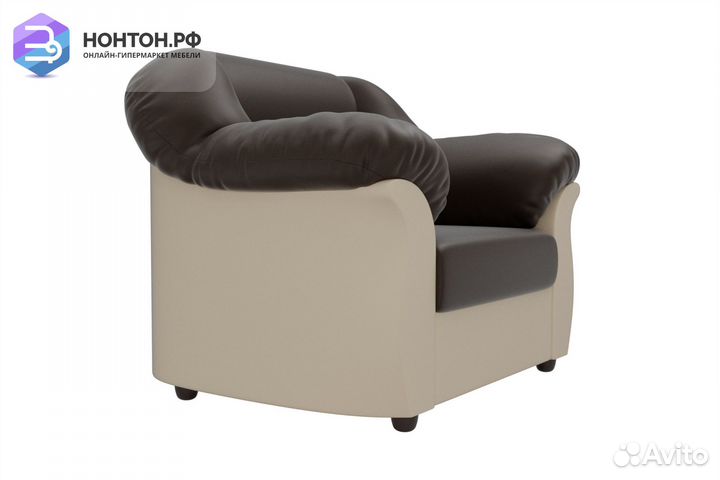 Кресло Карнелла экокожа коричневая / бежевая