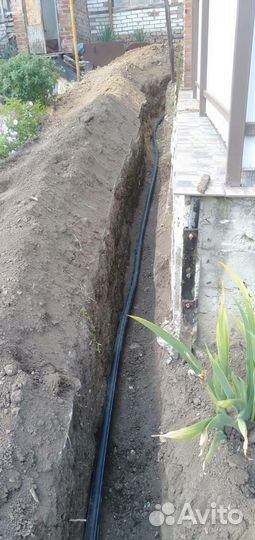 Водопровод канализация траншеи сливная яма