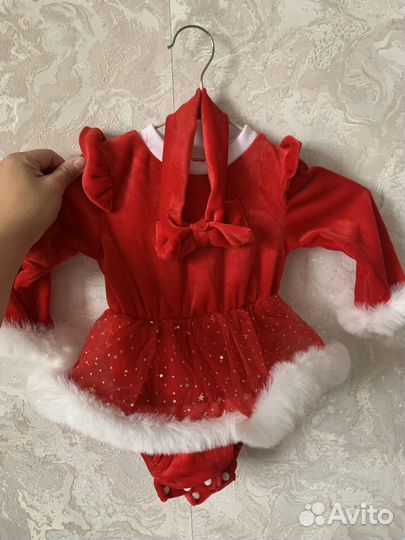 Новогоднее платье боди для девочки 6-9 мес