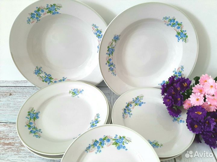 Тарелки Незабудки Дулево винтаж