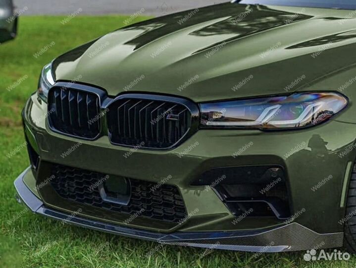 Губа передняя BMW M5 F90 рест черный глянец