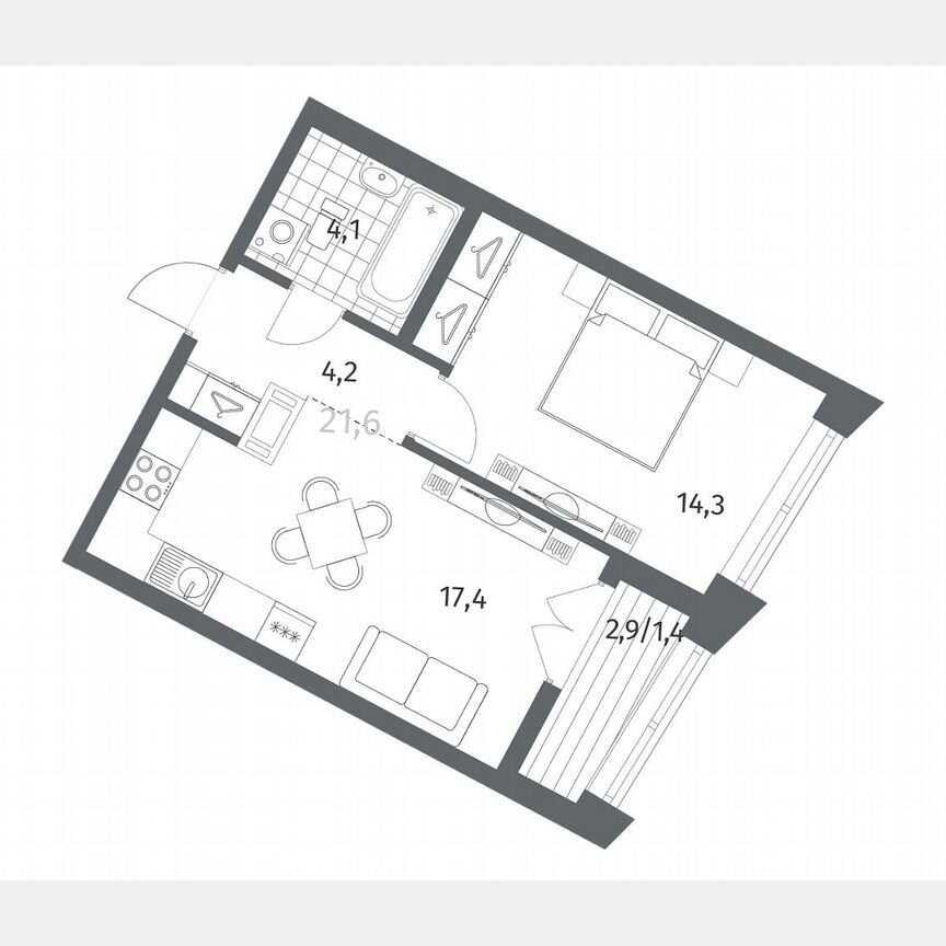 1-к. квартира, 41,5 м², 3/12 эт.