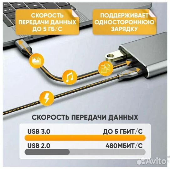 Хаб hoco HB30 Type-C на hdmi VGA USB3.0