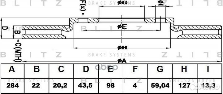 Диск тормозной вентилируемый перед BS0364 B