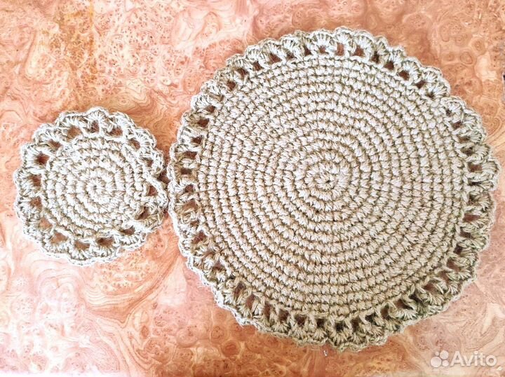 Салфетки сервировочные, интерьерные из джута