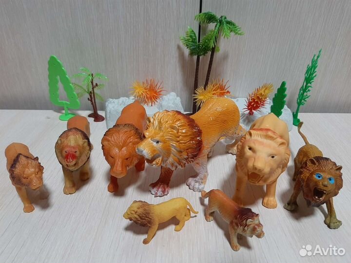 Игрушки домашние животные дикие набор ферма