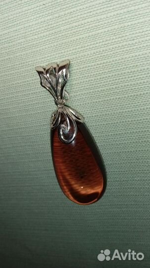 Кулон янтарь серебро 