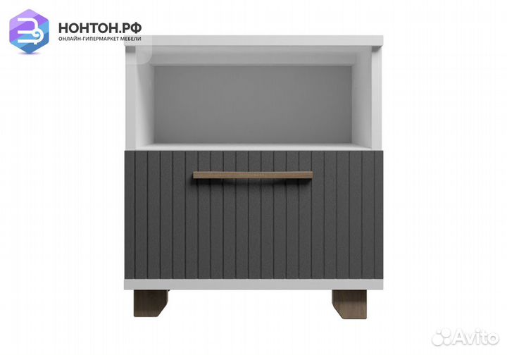 Тумба прикроватная с ящиком Копенгаген белая / сер