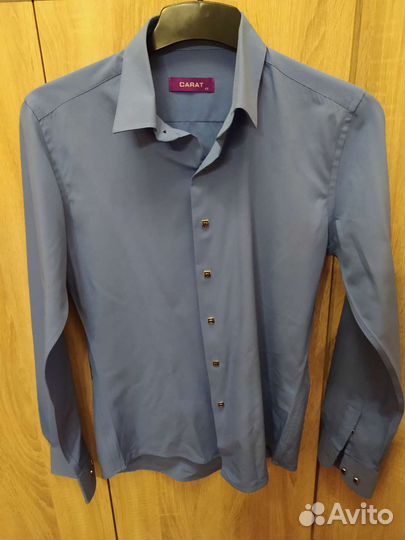 Рубашка на кнопках, голубая, XS